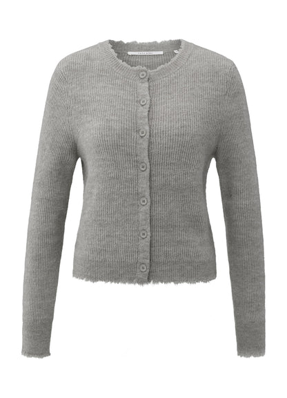 Cardigan In Melange Yarn : Taupe Grey Melange 00001