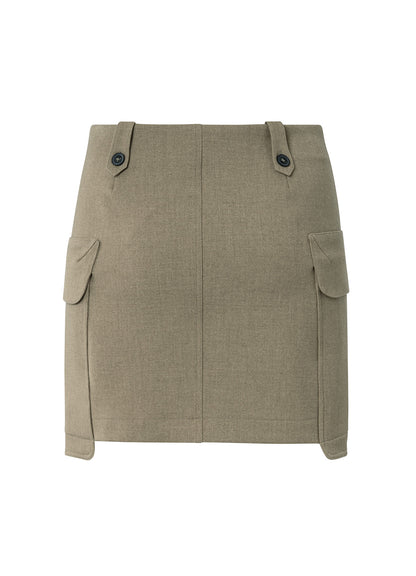 Woven Mini Cargo Skirt : Capers Melange 99008