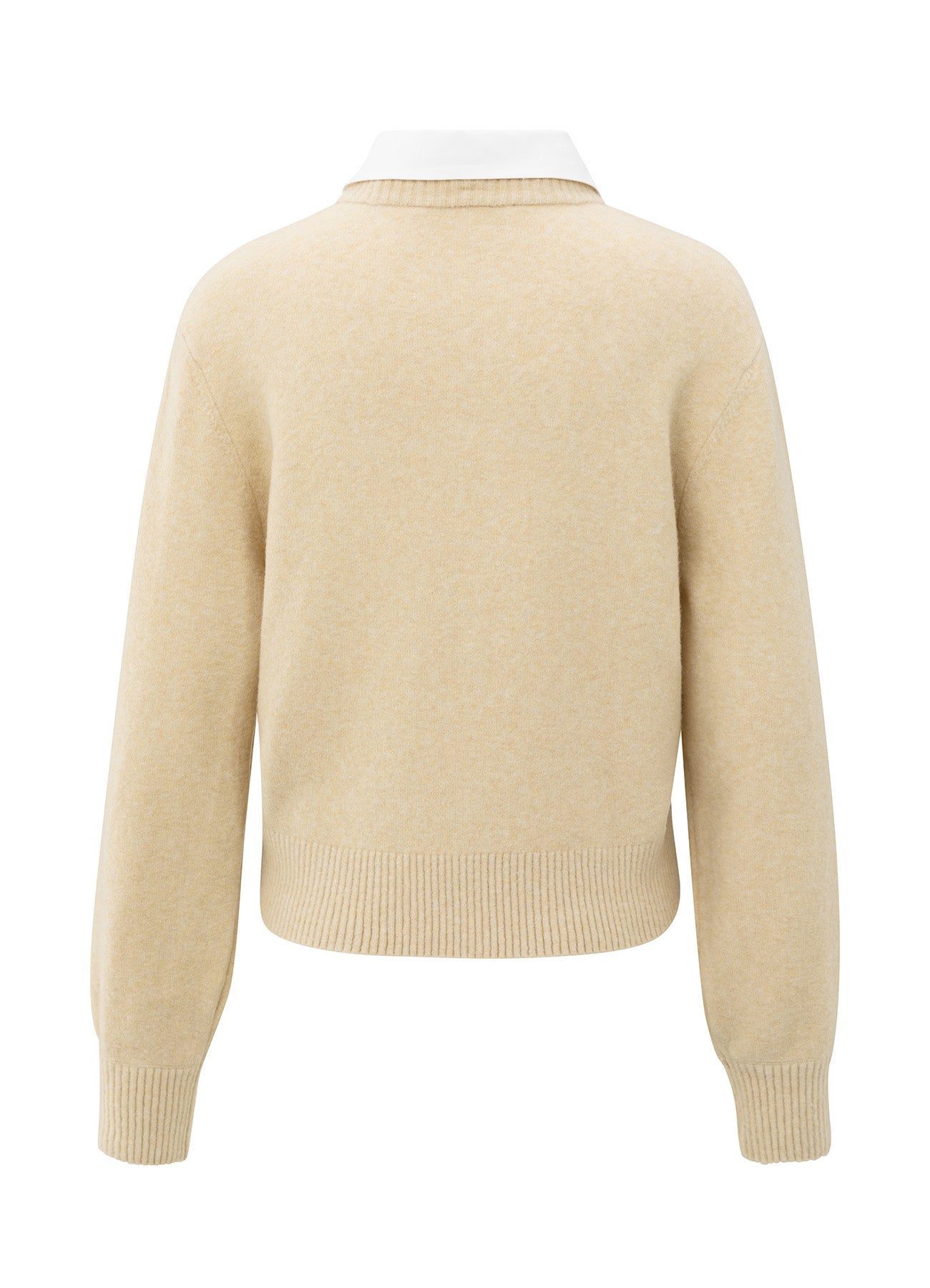 Cardigan With Detachable Woven : Yellow Sand Beige Melange 99009