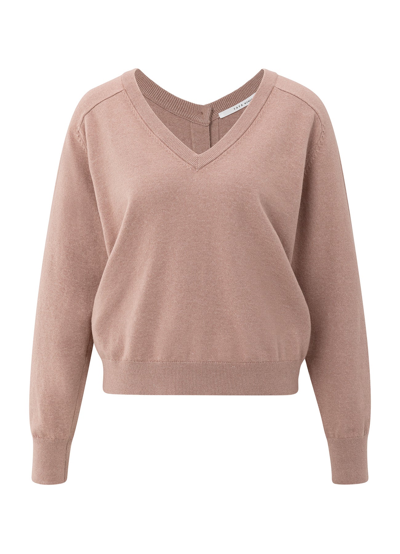 Double V-Neck Sweater With But : Blush Pink 99016