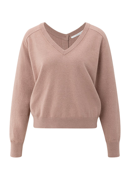 Double V-Neck Sweater With But : Blush Pink 99016