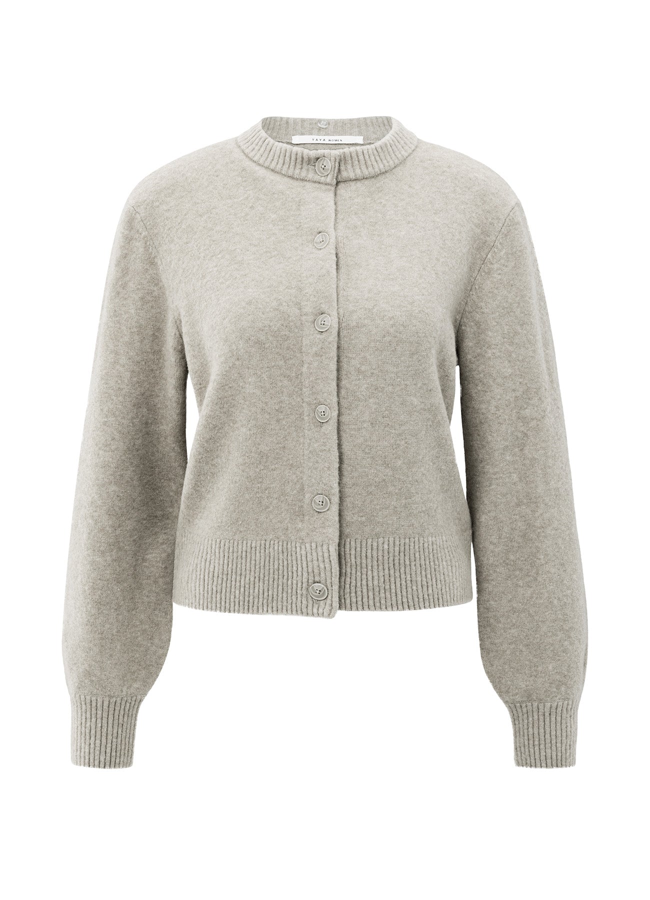 Cardigan With Detachable Woven : Brownish Grey 99018