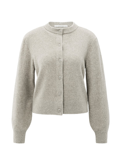 Cardigan With Detachable Woven : Brownish Grey 99018