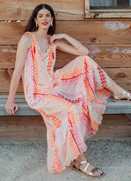 Straps Long Dress : Multicolor