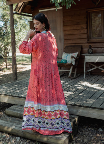 Long Sleeves Long Dress : Red