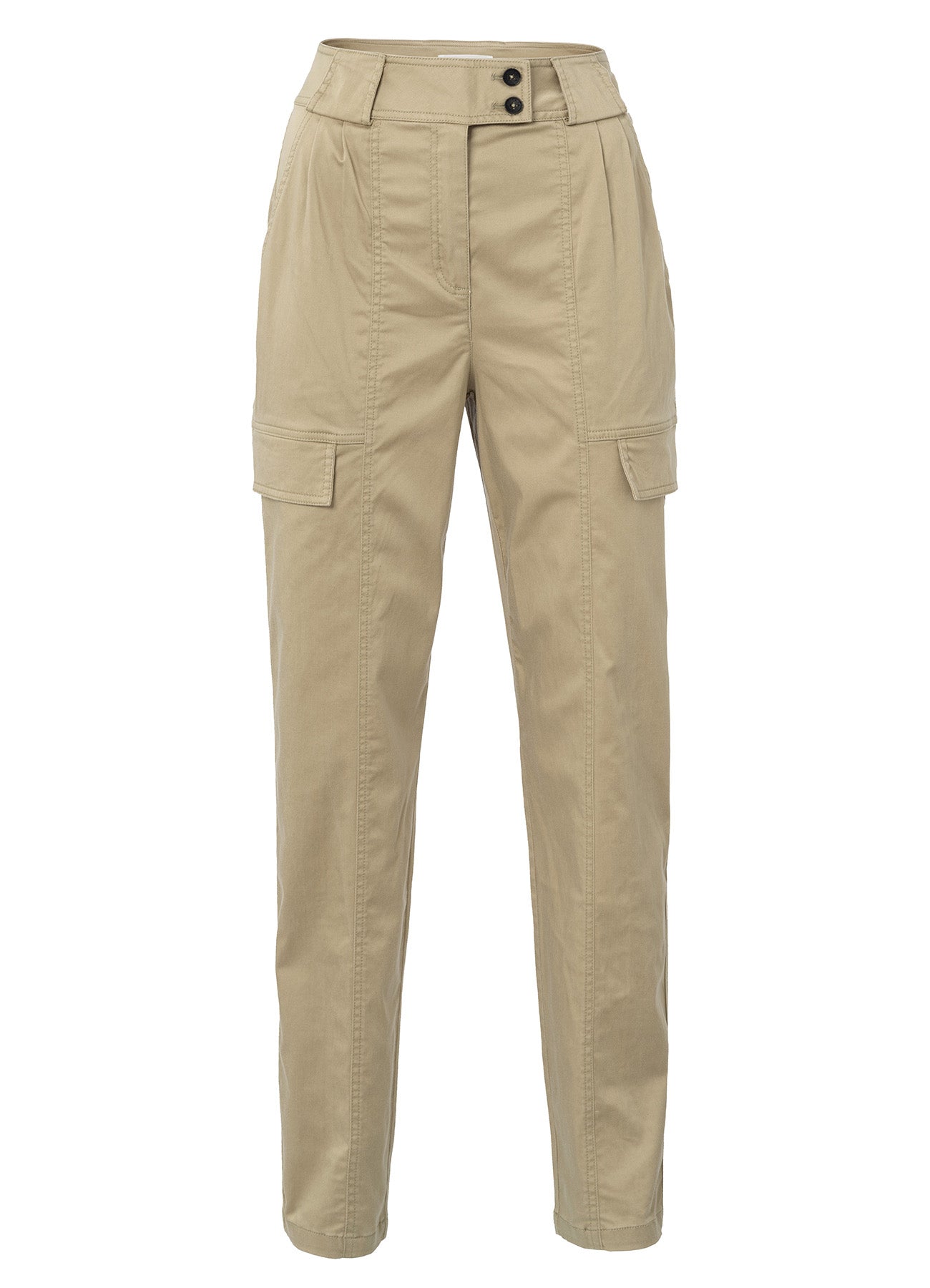 High Waist Cargo Trousers With Tapered Leg : Safari 99803