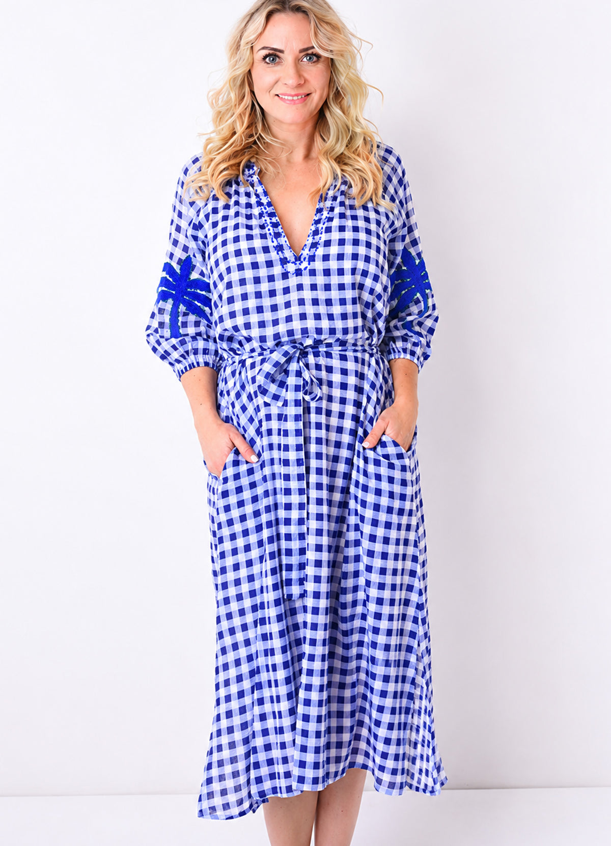Robe Coton Double Poches Cote Brodee : 1100 Lilas