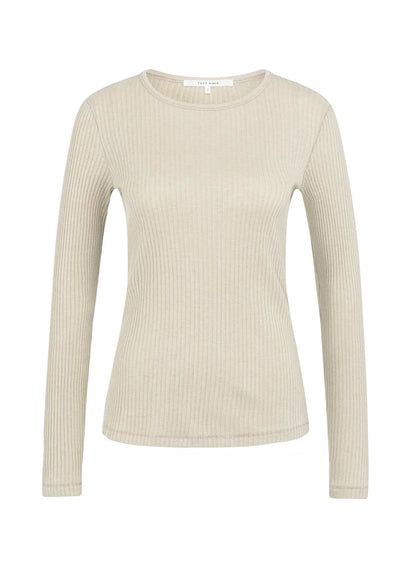 Ribbed Long Sleeve T-Shirt : Oxford Tan Brown 51306