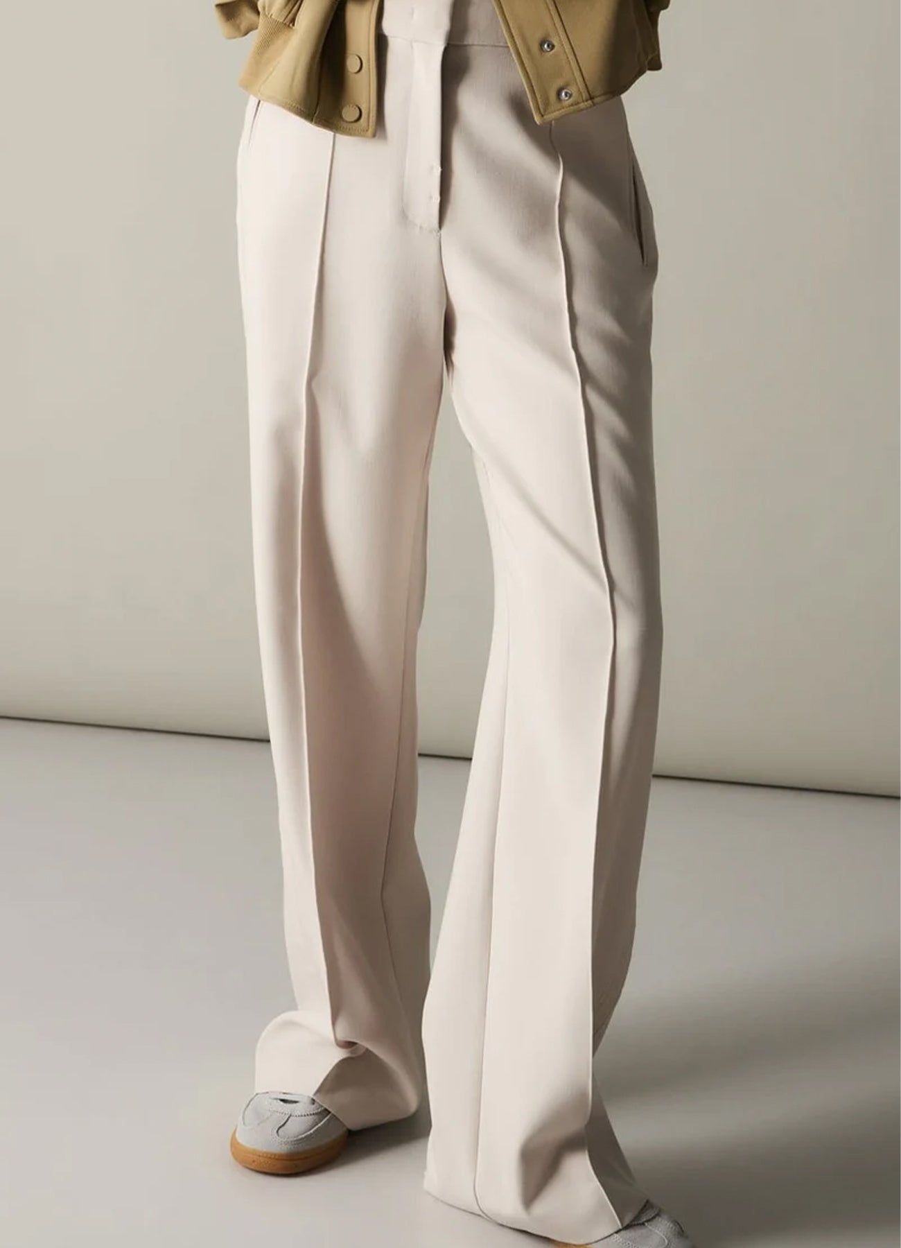 Woven Wide Leg Trousers With C : Kit Beige 99044
