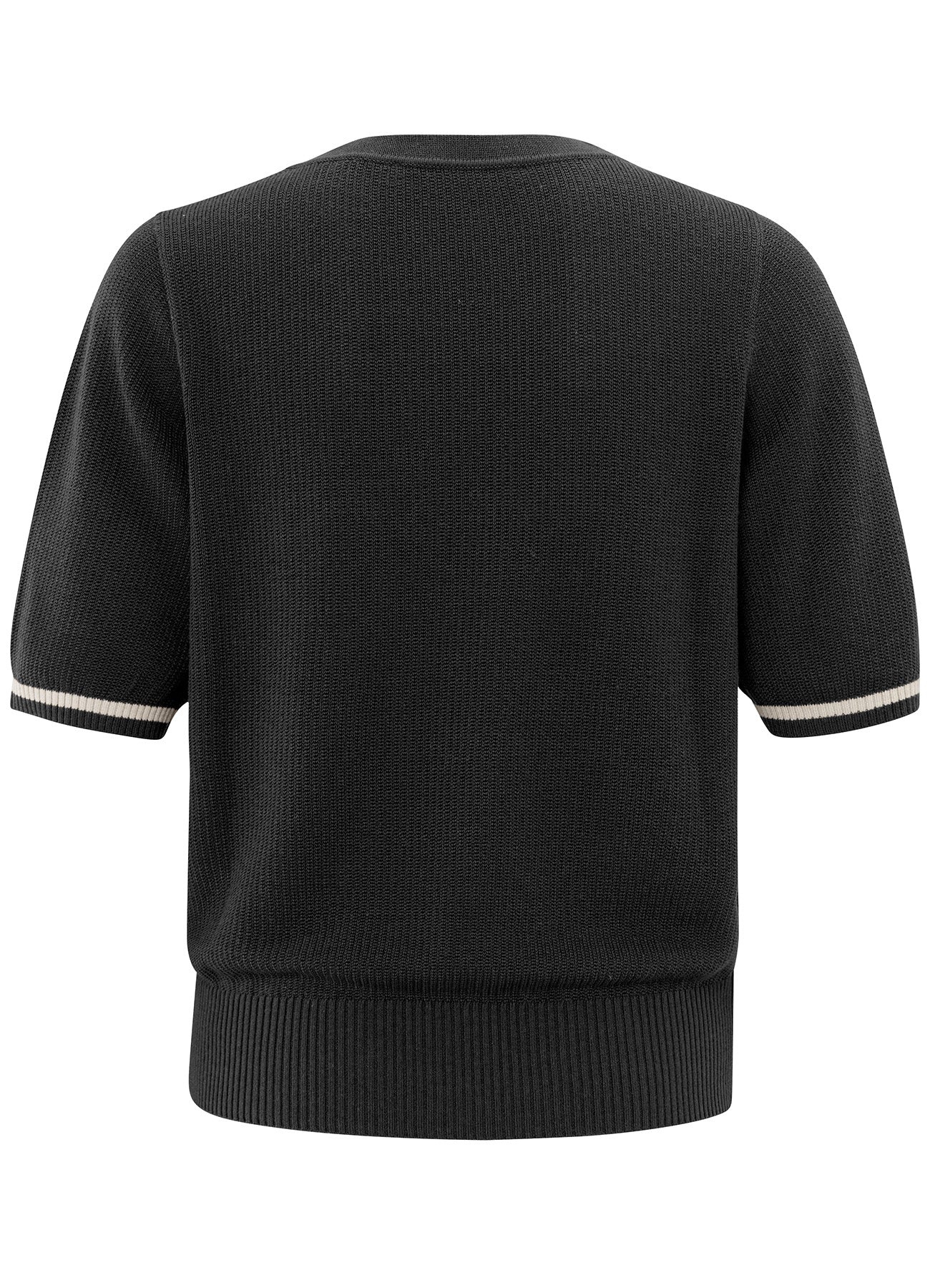 Textured Sweater Round Neck Short Sleeve : Phantom 94205