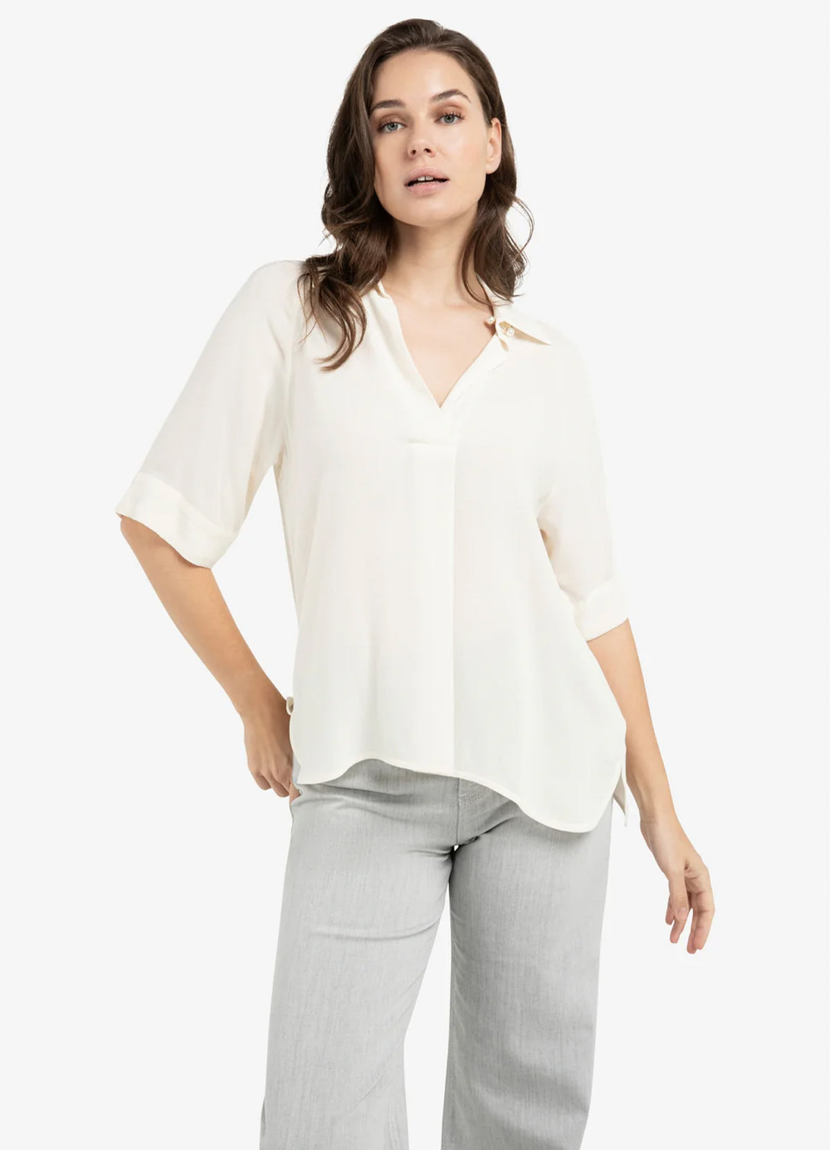 Short Sleeve Raglan Top With P : Ecru 99053