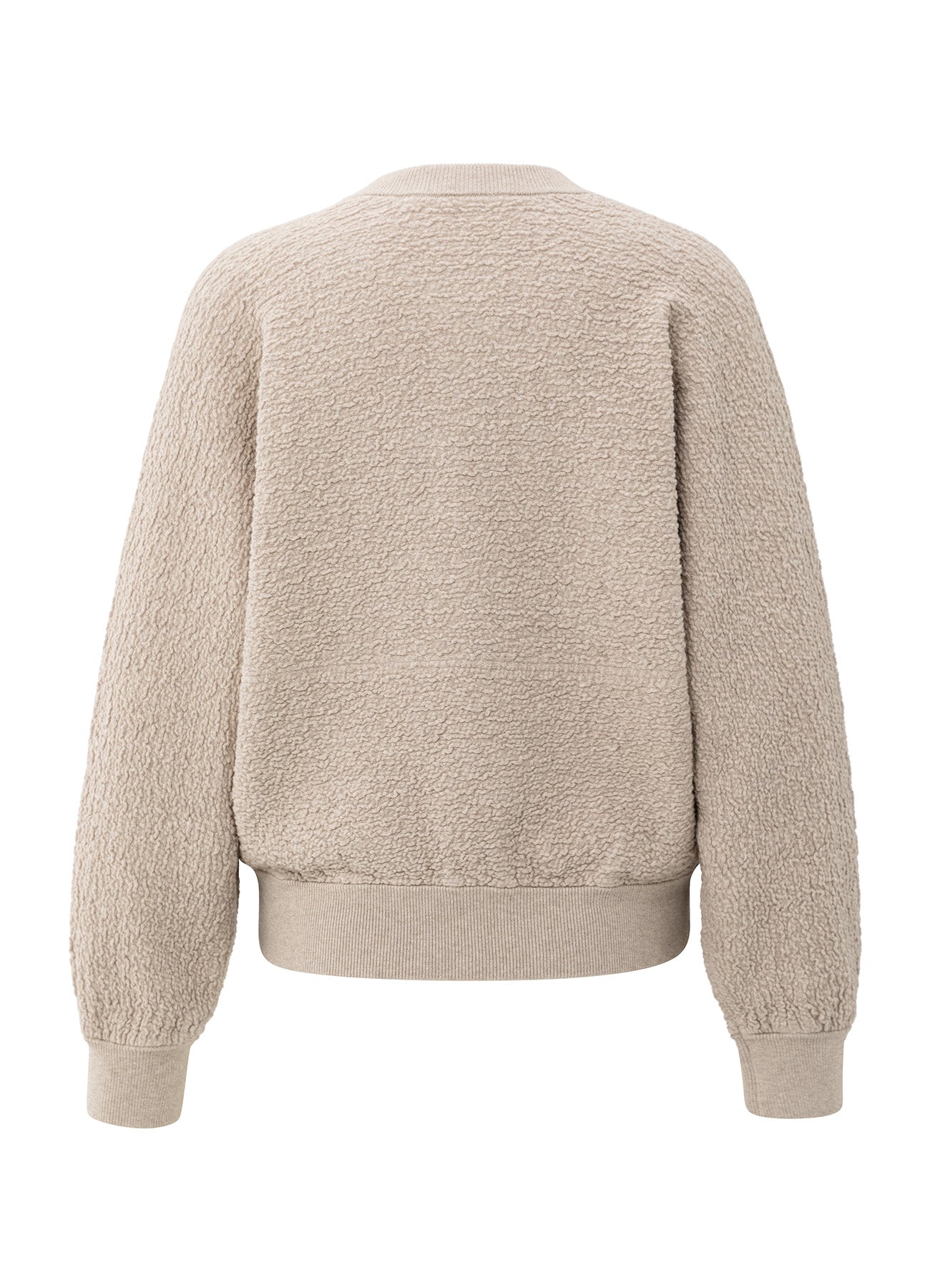 Textured Knitted Bomber Ls : Sand Melange 99007