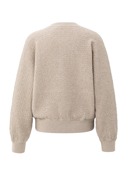 Textured Knitted Bomber Ls : Sand Melange 99007