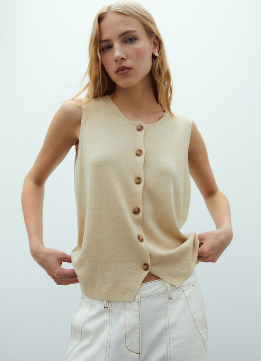 Vest - Tricot : Beige-15
