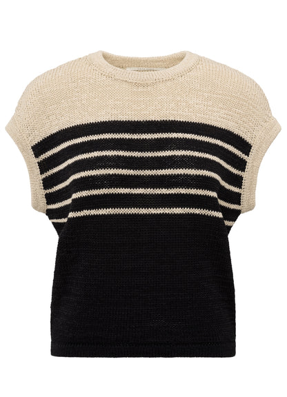 Sleeveless Striped Tape Yarn Sweater : Summer Sand Dessin 209081