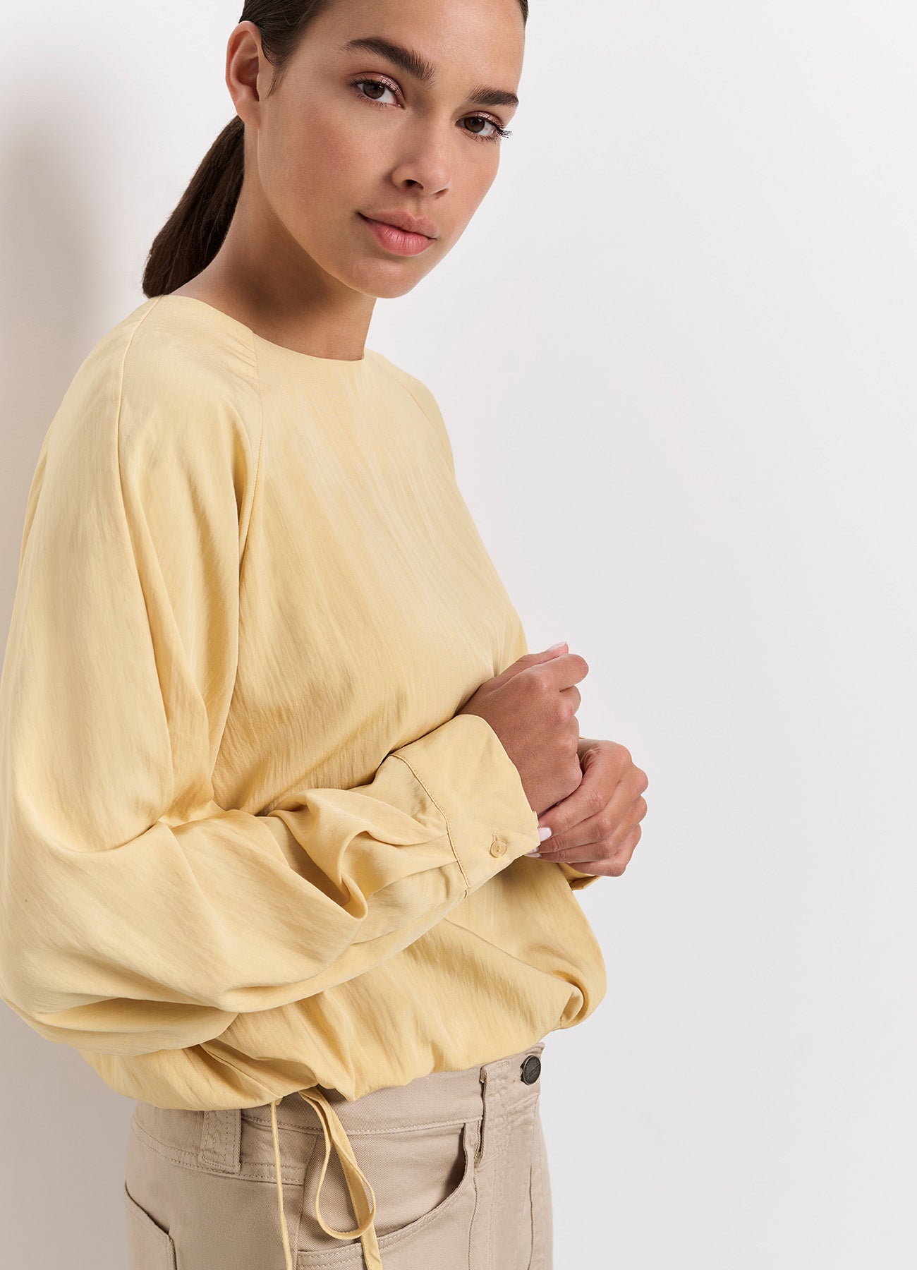 Raglan Top With Drawcord : Moonstone Yellow 41026