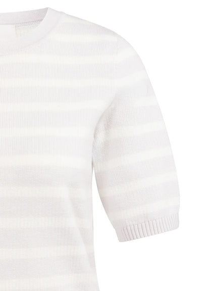 Textured Stripe Short Sleeve S : Gray Lilac Dessin 338041