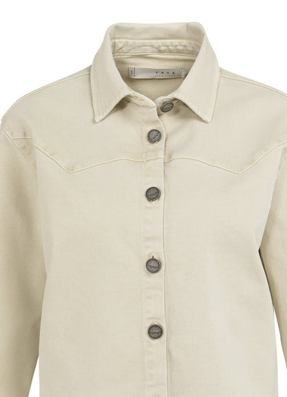 Colored Denim Jacket W. Seam : Sandstone Beige 99046