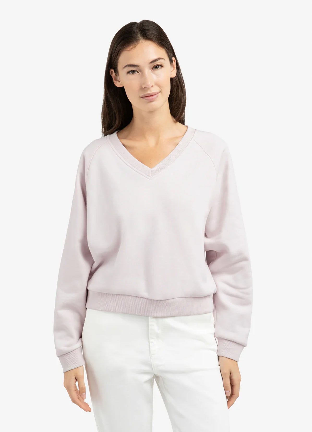 V-Neck Sweatshirt : Gray Lilac 33804