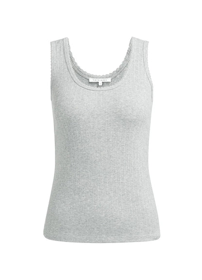Rib Singlet With Fancy Edge : Medium Grey Melange 99022