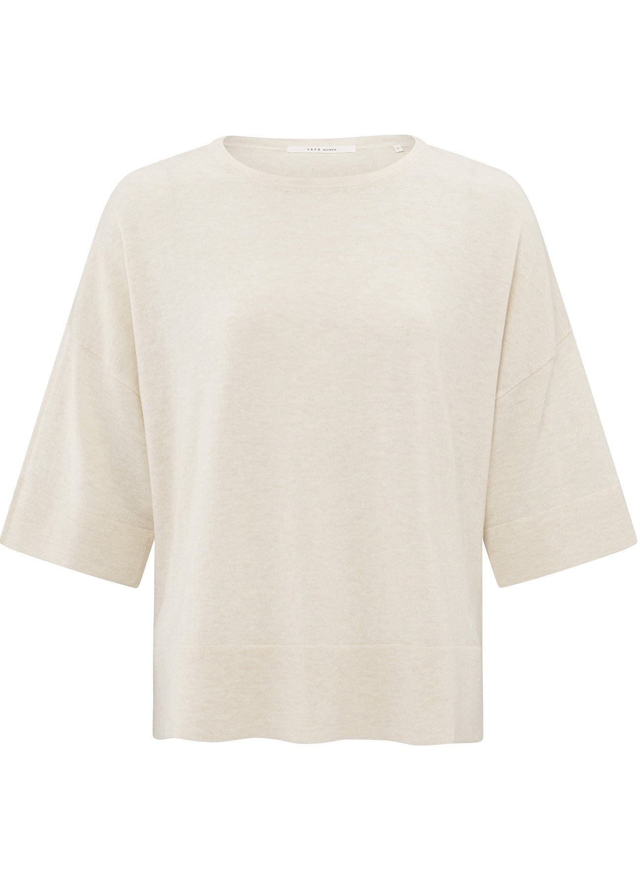 Oversized Fine Knitted T-Shirt Ss : Nature Melange 99993