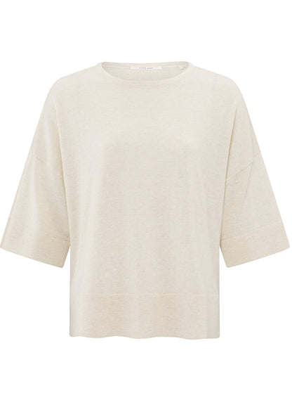 Oversized Fine Knitted T-Shirt Ss : Nature Melange 99993