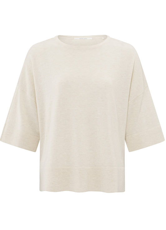 Oversized Fine Knitted T-Shirt Ss : Nature Melange 99993