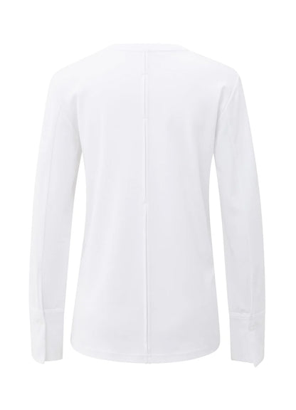 Long Sleeve Jersey Top With Wo : Pure White 00000