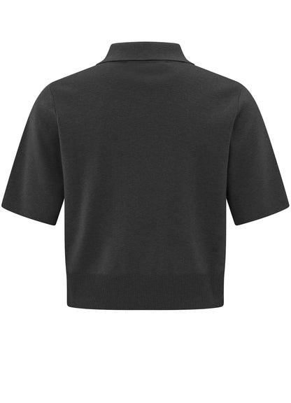 Short Sleeve Cardigan With Chest Pockets : Phantom 94205