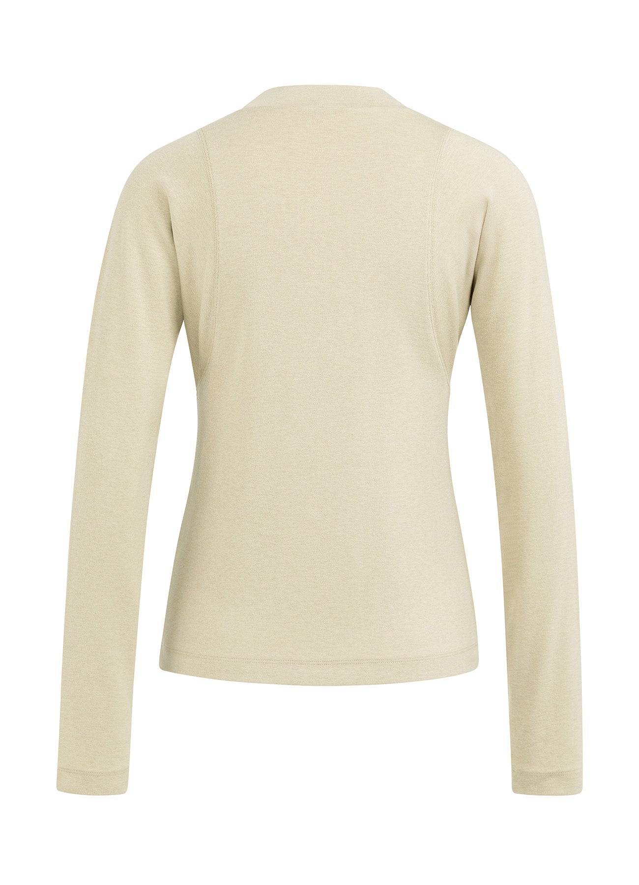 Long Sleeve Mock Neck Top : Yellow Sand Beige Melange 99009