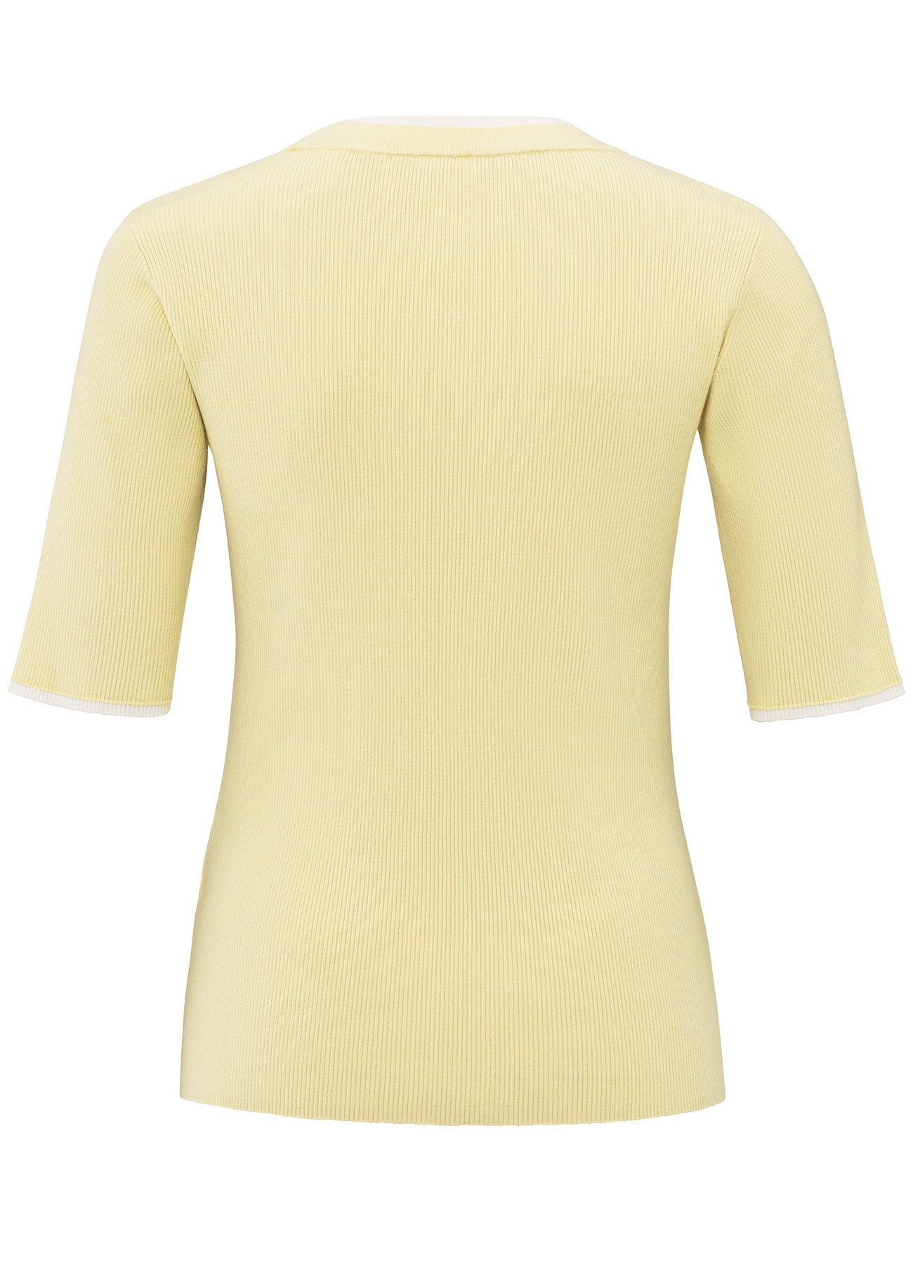 Rib Fitted Sweater Half Sleeves With Contrast Details : Frozen Dew Sand 30513