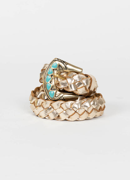 Western Braid Belt : Gold/Brown