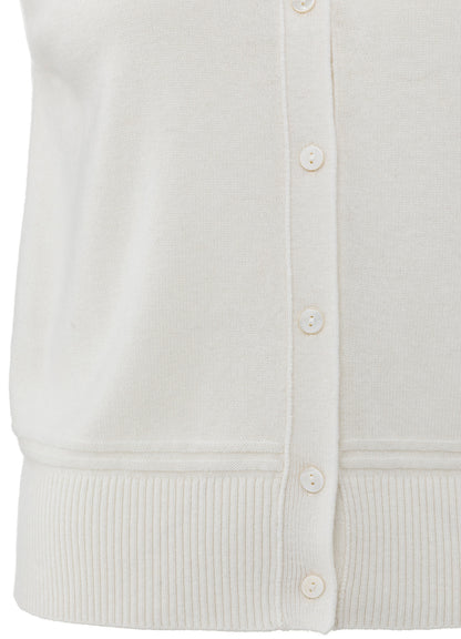 Sleeveless Cardigan With Collar : Early Frost White 990312