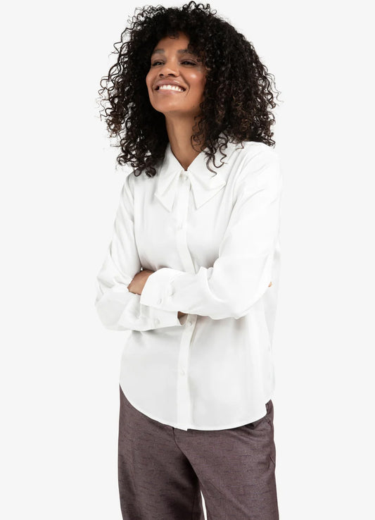 Blouse With Bow Collar : Pure White 715041