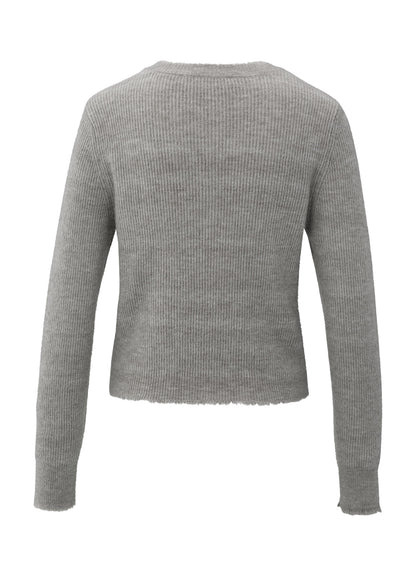 Cardigan In Melange Yarn : Taupe Grey Melange 00001
