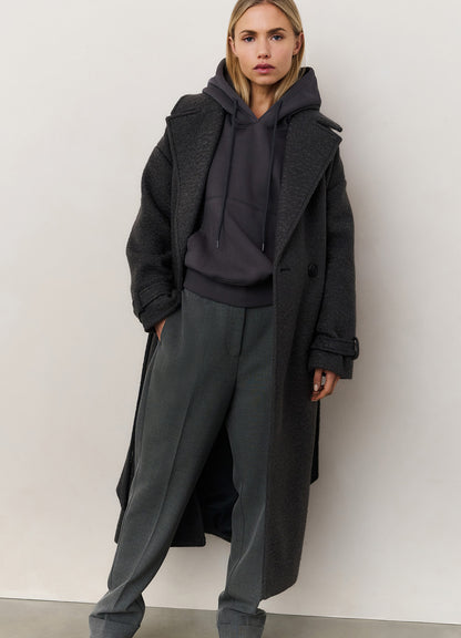 Woven Boucle Long Length Overs : Anthracite Melange 99020