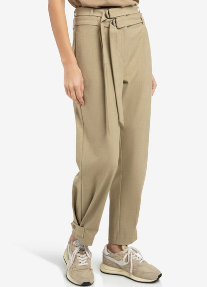Woven Loose Fit Trousers With : Khaki Green 99045