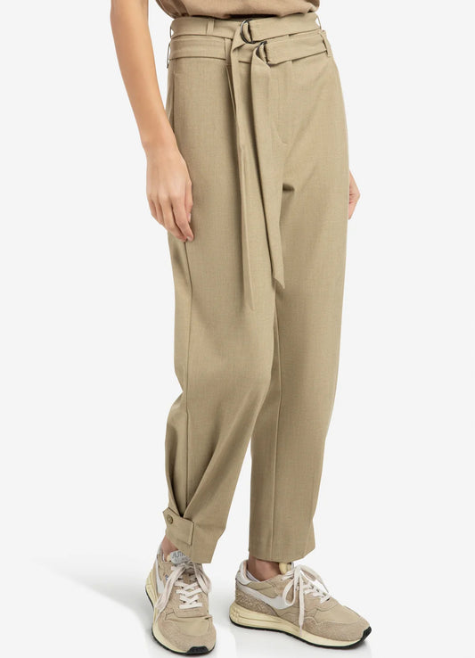 Woven Loose Fit Trousers With : Khaki Green 99045