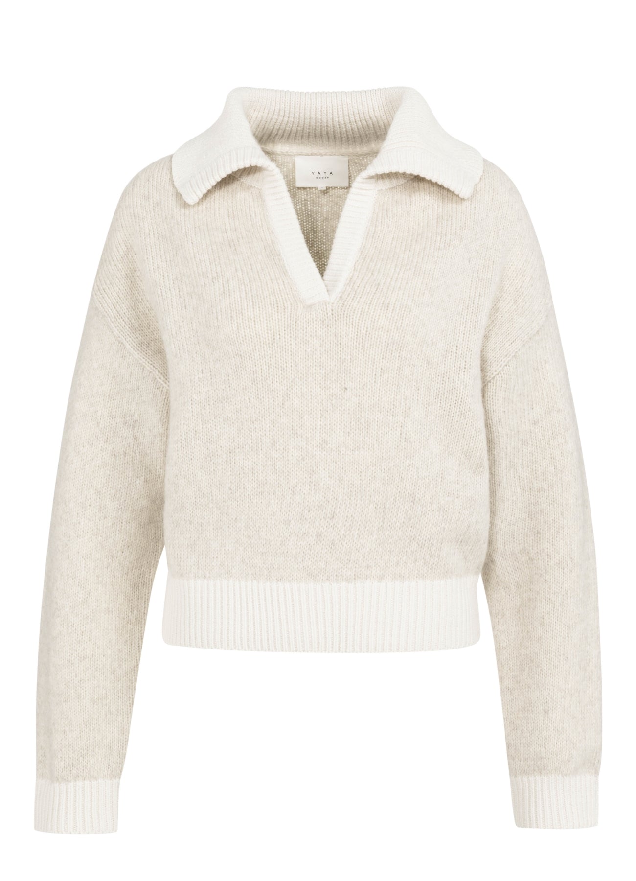 Sweater With Contrast Color Details : Heather Grey Dessin 990401