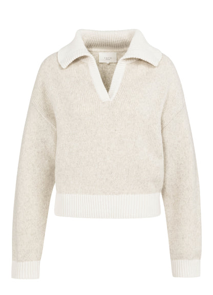 Sweater With Contrast Color Details : Heather Grey Dessin 990401
