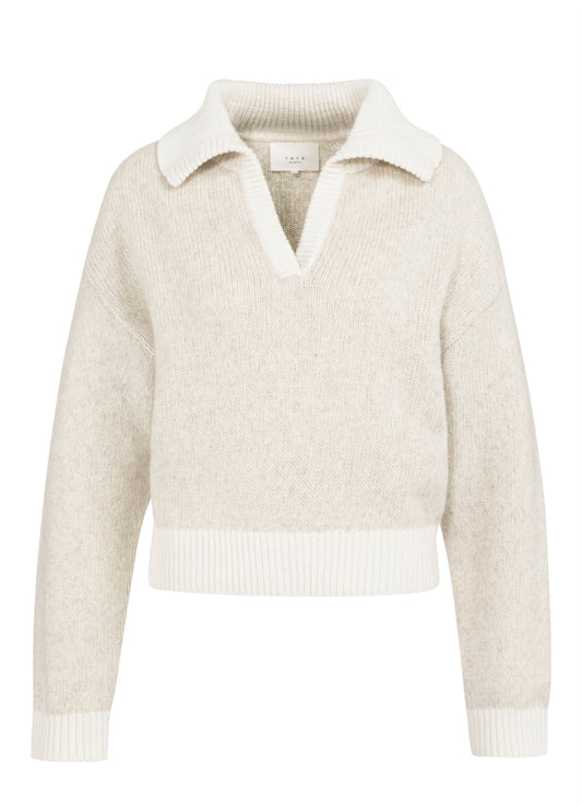 Sweater With Contrast Color Details : Heather Grey Dessin 990401