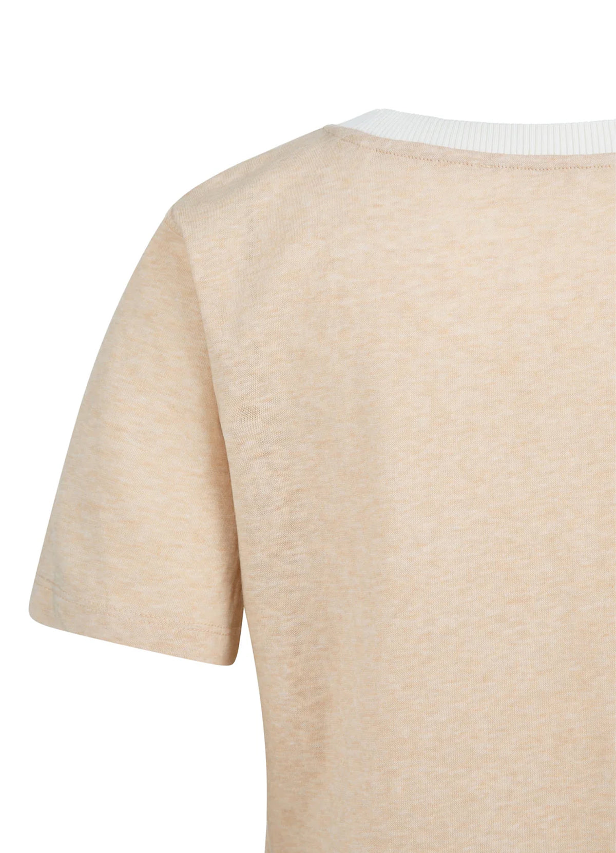 Melange T-Shirt With Ribbed Ne : Desert Beige Melange 990522