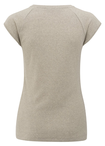 Fabric Mix Top With Seam Detai : Silver Lining Beige Melange 445012