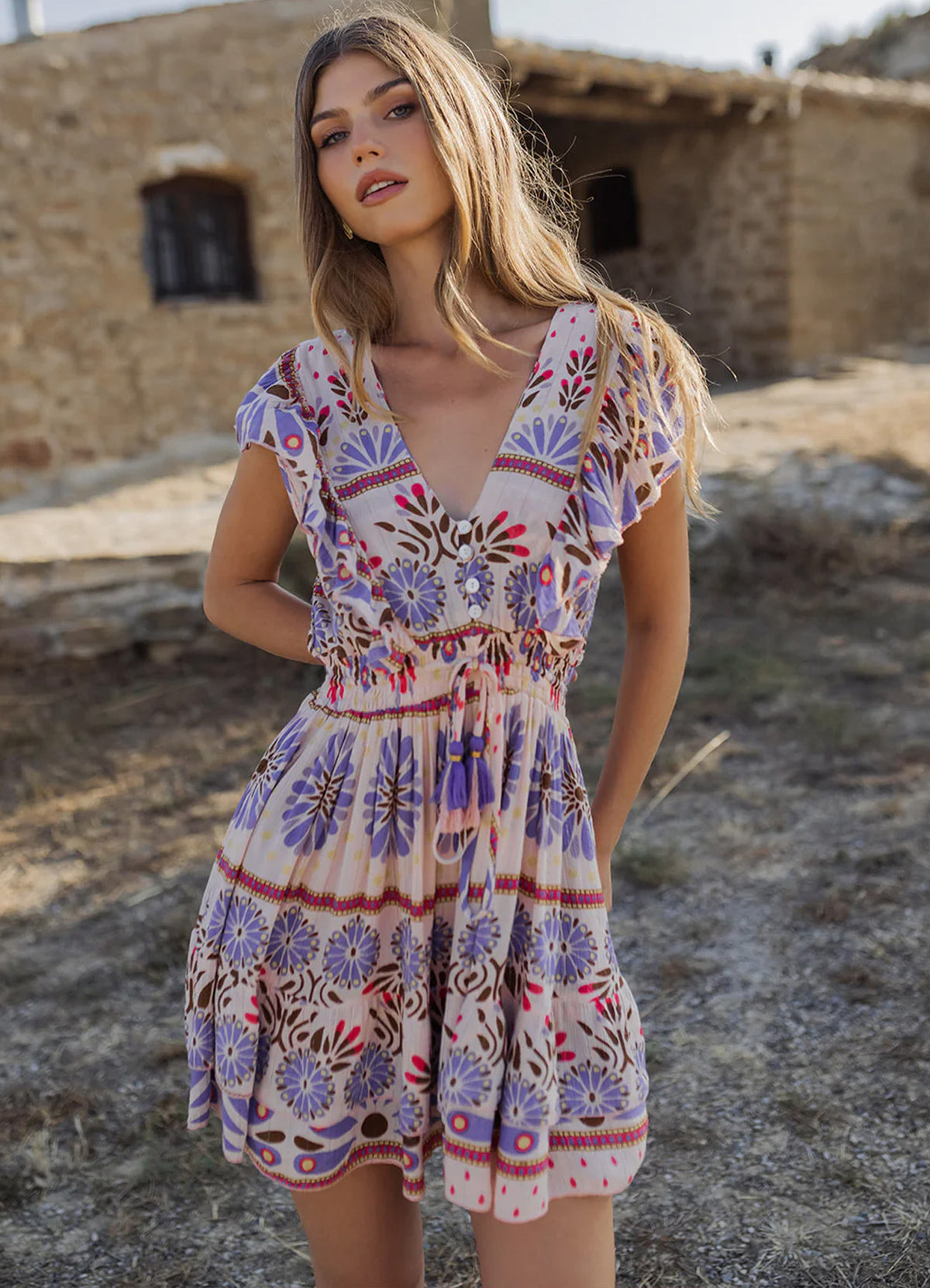 Short Ruffle Dress : Multicolor