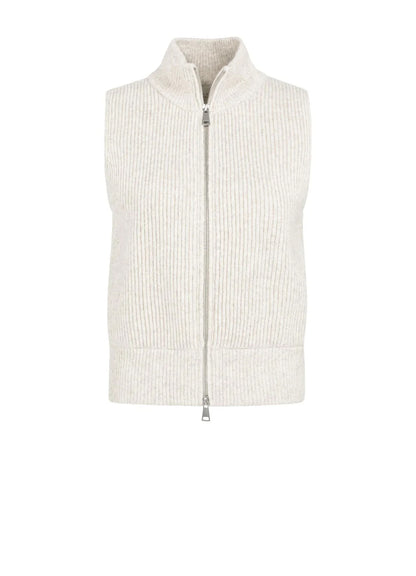 Knitted Sleeveless Cardigan With Zipper : Heather Grey Melange 990402