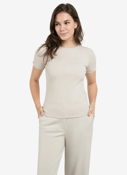 Short Sleeve T-Shirt In Ribbed : Mist Green Melange 990432
