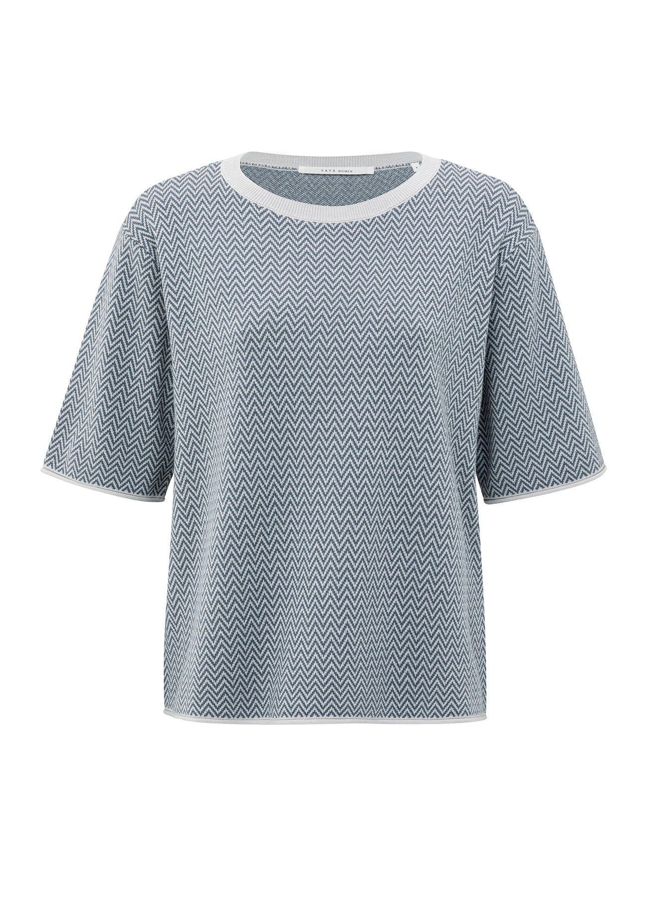 Jacquard Knitted T-Shirt : Light Grey Melange 990011