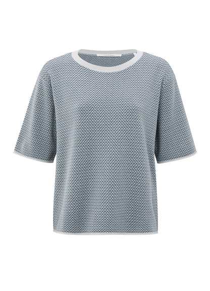 Jacquard Knitted T-Shirt : Light Grey Melange 990011