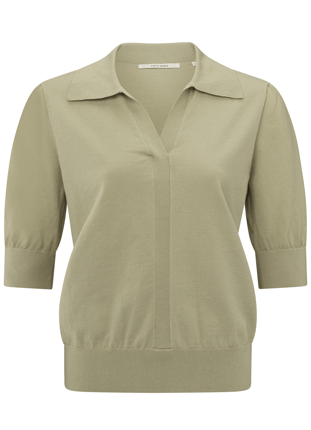 Knitted Polo With Transperent Sleeves : Soft Green 99980