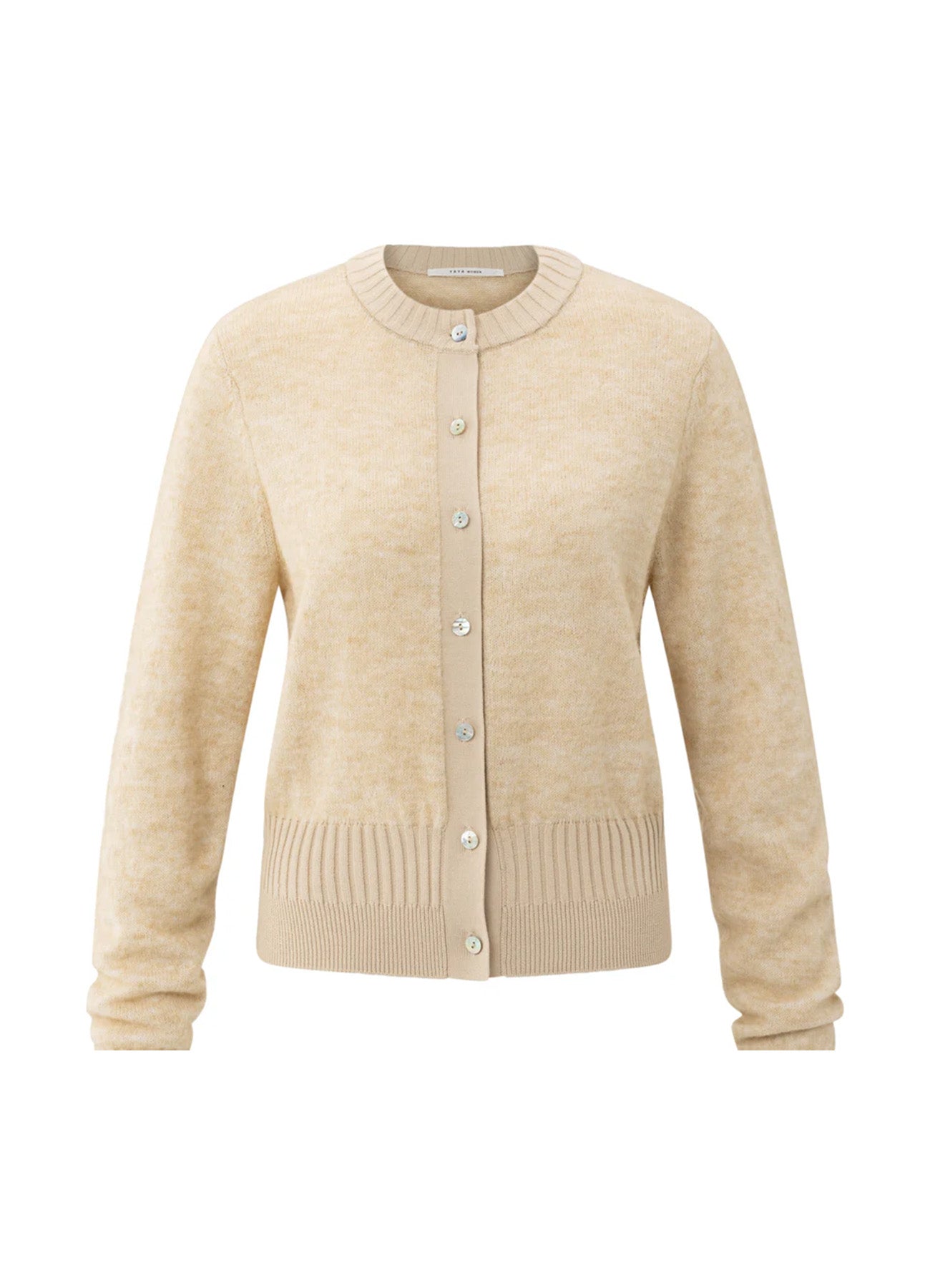 Long Sleeve Mock Neck Top : Yellow Sand Beige Melange 99009